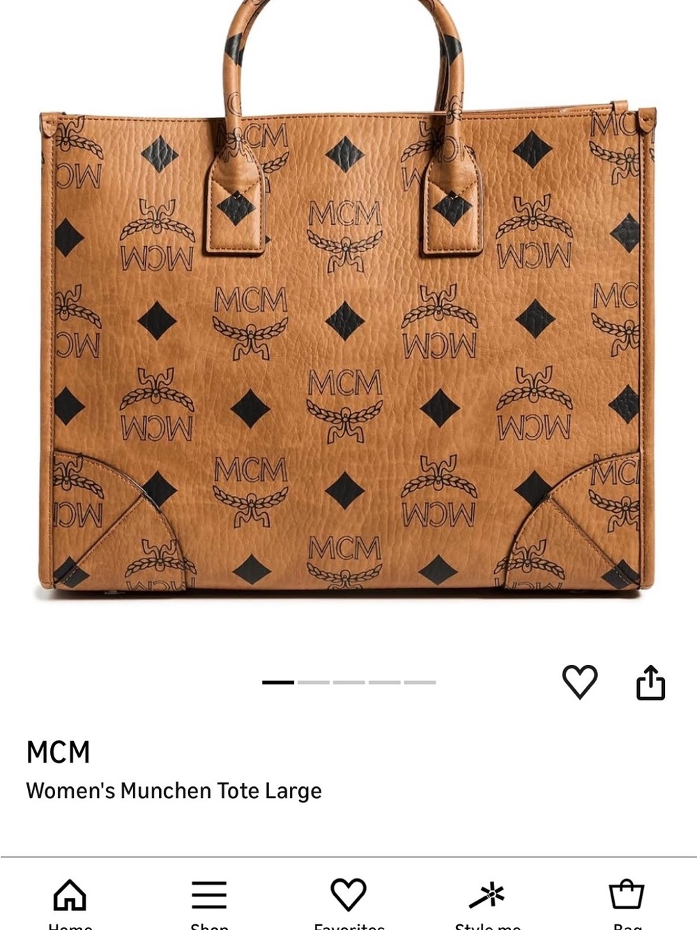 MCM Cognac Visetos Logo Tote in Cognac and Black